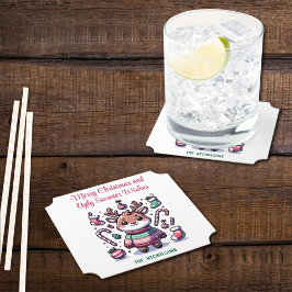 Porta-copo De Papel Feliz Natal e Suéter Feio Deseja Reindeer