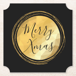 Porta-copo De Papel Feliz Natal feriados elegante preto e ouro