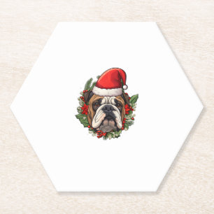 Porta-copo De Papel Feliz Natal Inglês Buldogue