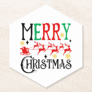 Porta-copo De Papel Feliz Natal Papais noeis Sleigh-61049 T-Shirt Hood