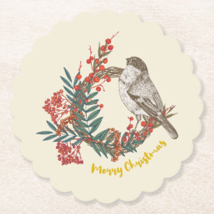 Porta-copo De Papel Feliz Natal Pird Wreath