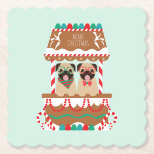 Porta-copo De Papel Feliz Natal Pug Holiday Cães