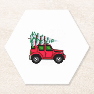 Porta-copo De Papel Feliz Natal Red Truck Tree Xmas Light