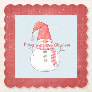 Porta-copo De Papel Feliz Natal Winter Snowman Xadrez Scarf  