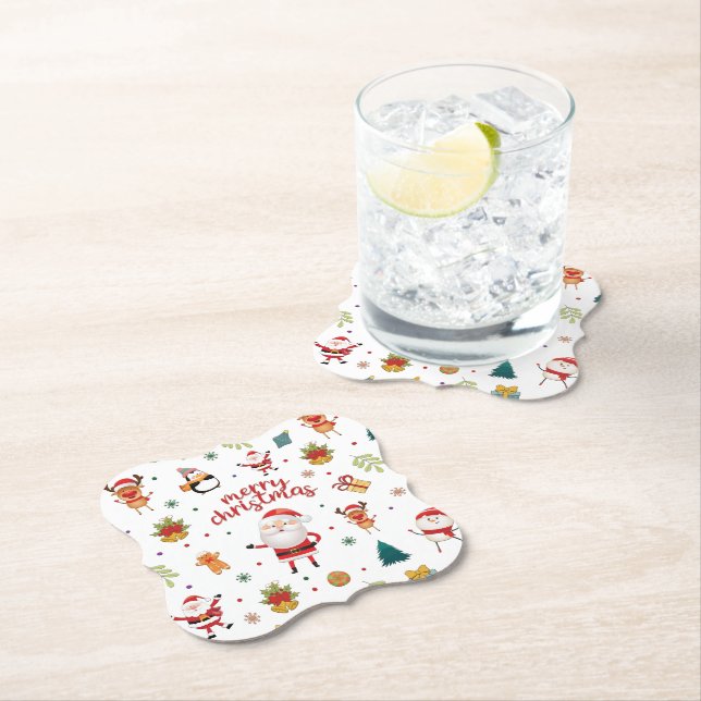 Porta-copo De Papel Feliz Padrão de Natal (Insitu)