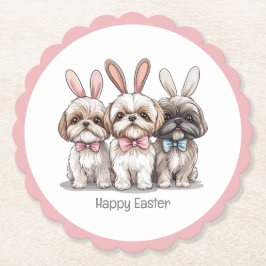 Porta-copo De Papel Feliz Páscoa Shih Tzu Dogs