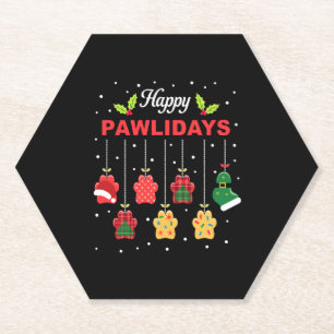 Porta-copo De Papel Feliz Pawlidays Natal Divertido Cão Pata Xmas Cães