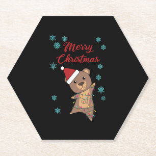 Porta-copo De Papel Feliz Ursinho de Urso de Natal