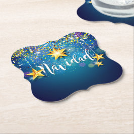 Porta-copo De Papel Felize Navidad Dourada Stars Natal