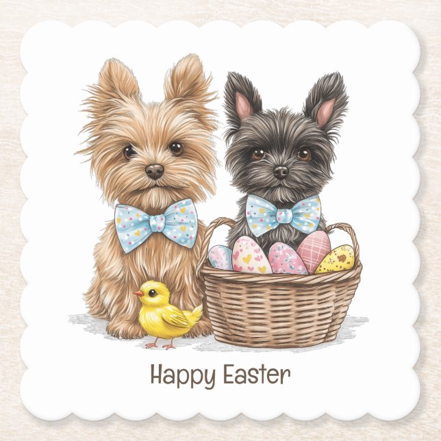 Porta-copo De Papel Felz pascoa Yorkshire Terrier Dogs (Frente)