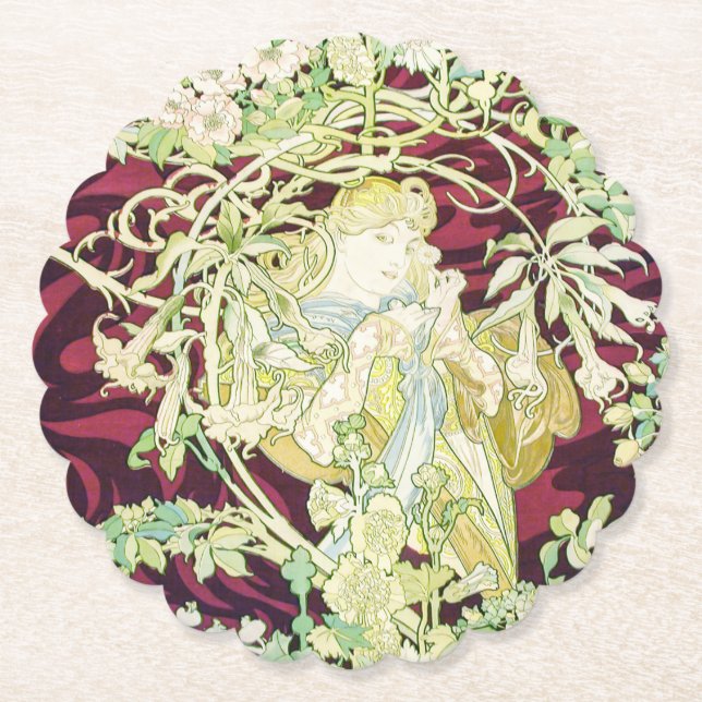 Porta-copo De Papel Femme à marguerite - Mucha daisy têxtil repro (Frente)