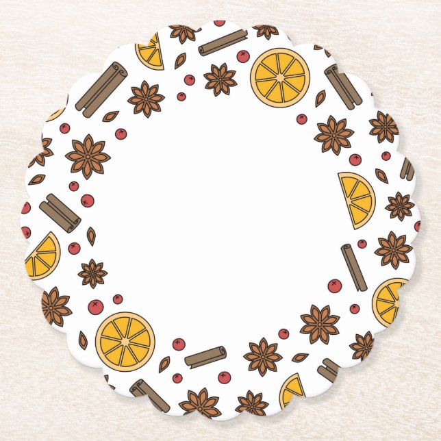 Porta-copo De Papel Feriados natalinos gluhwein especiarias doodes (Frente)