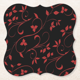 Porta-copo De Papel Fern Decorativo Vermelho e Negro