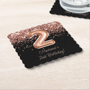Porta-copo De Papel Festa de 2º Aniversário Rose Gold Black