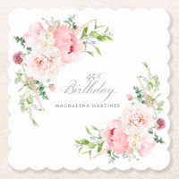 Festa de 45 Anos Papel Personalizado Floral Rosa