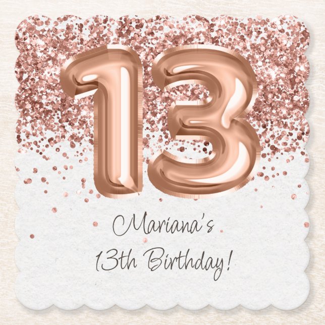 Porta-copo De Papel Festa de aniversário 13 Dourada (Frente)