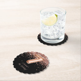 Porta-copo De Papel Festa de aniversário 7 preto Dourado rosa