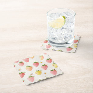 Porta-copo De Papel Festa de aniversário arco-íris de morangos brancos