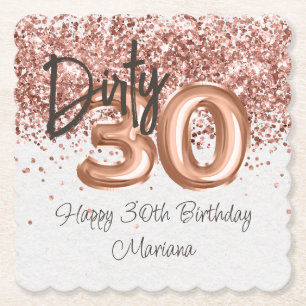 Porta-copo De Papel Festa de Aniversário de 30 anos em Rose Gold