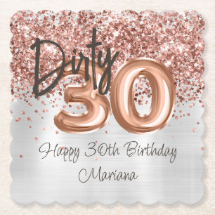 Porta-copo De Papel Festa de Aniversário de 30 anos em Rose Gold Silve