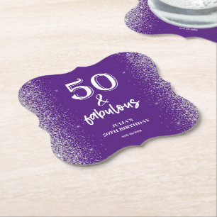 Porta-copo De Papel Festa de Aniversário de 50 anos Purple Brilho Prat