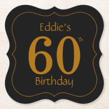Festa de Aniversário de 60 anos Preto e Dourado