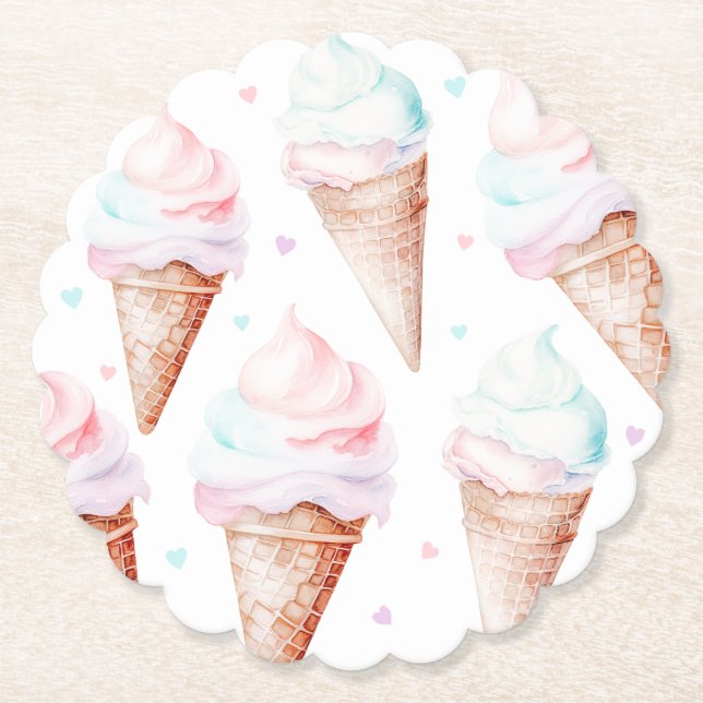 Porta-copo De Papel Festa de aniversário Sorvete (Frente)