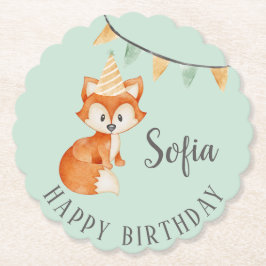 Porta-copo De Papel Festa de Borracha de Fox Woodland Que Feliz Aniver