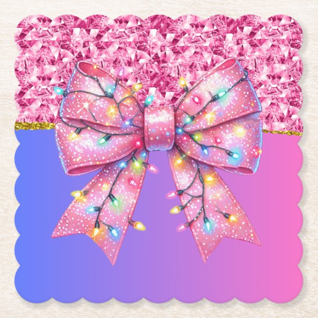 Porta-copo De Papel Festa de Natal Bling Festivo Feliz Xmas Ligh (Frente)