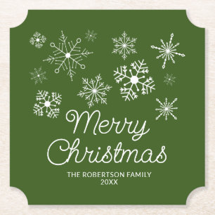 Porta-copo De Papel Festa de Natal dos Flocos de Neve Brancos Verdes