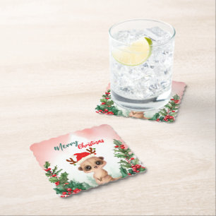 Porta-copo De Papel Festa de Papais noeis Caxemira de Natal Vermelho