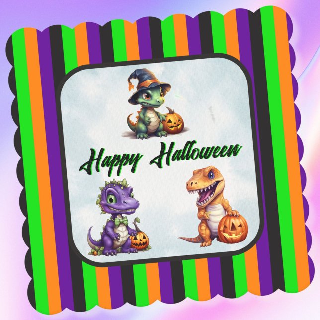 Porta-copo De Papel Festa Dino-Mash do Dinossaur do Halloween (Dinosaur Halloween Drink Coaster)