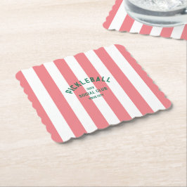Porta-copo De Papel Festa Pickleball Social Club Pink Cabana Stripe