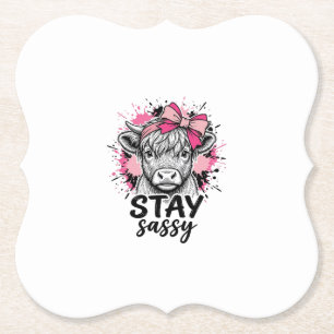 Porta-copo De Papel Fique Sassy Vaca Highland Rosa Gravura Vintage Cam
