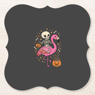 Porta-copo De Papel Flamingo Esqueleto Halloween Balde De Doces Vetor 