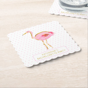 Porta-copo De Papel Flamingos Rosa Tropical e Dourado