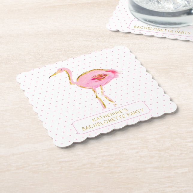 Porta-copo De Papel Flamingos Rosa Tropical e Dourado (Angular)