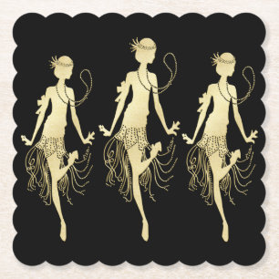 Porta-copo De Papel Flappers Retro Fundo Preto