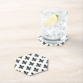 Porta-copo De Papel Fleur de Lis Pattern, Royal French, preto em branc