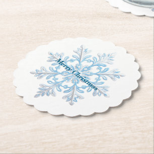 Porta-copo De Papel Floco de Neve de Natal Branco Teal Blue