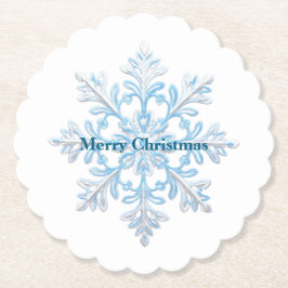 Porta-copo De Papel Floco de Neve de Natal Branco Teal Blue