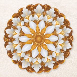 Porta-copo De Papel Floco de neve floral ouro Caleidoscópio