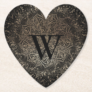 Porta-copo De Papel Floco de Neve Monograma Brilho Ouro Preto