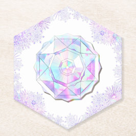 Porta-copo De Papel floco de neve roxo leve e coração brilhando