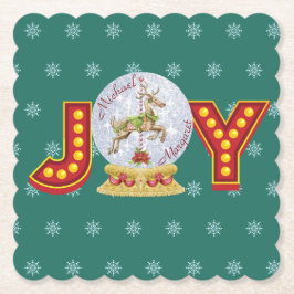 Porta-copo De Papel Flocos de neve do globo natal vintage