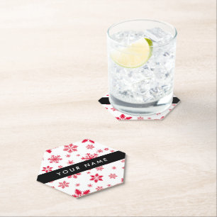 Porta-copo De Papel Flocos de neve vermelhos, seu nome, personalize