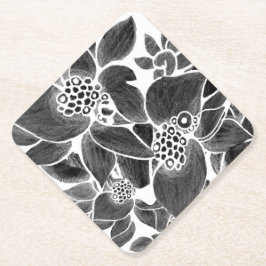 Porta-copo De Papel Flor branco preto