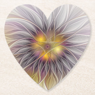 Porta-copo De Papel Flor Colorida Luminosa, Fractal Moderno Abstrato