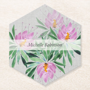 Porta-copo De Papel Flor de Lótus Aquarela Personalizada Profissional