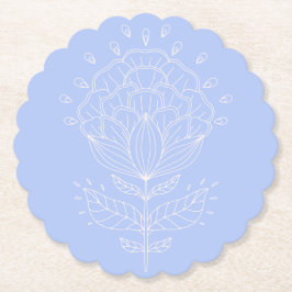 Porta-copo De Papel Flor de lótus, linha branca, desenho da bacia